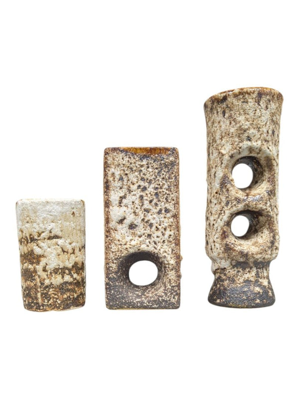 Vintage Dutch Brutalist Pottery Bud Vase Set (3 Pieces)