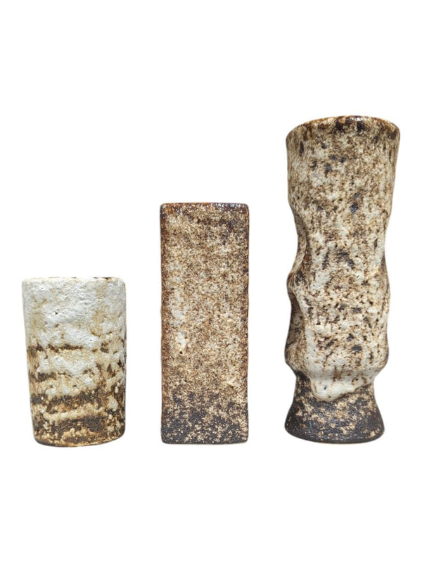 Vintage Dutch Brutalist Pottery Bud Vase Set (3 Pieces)
