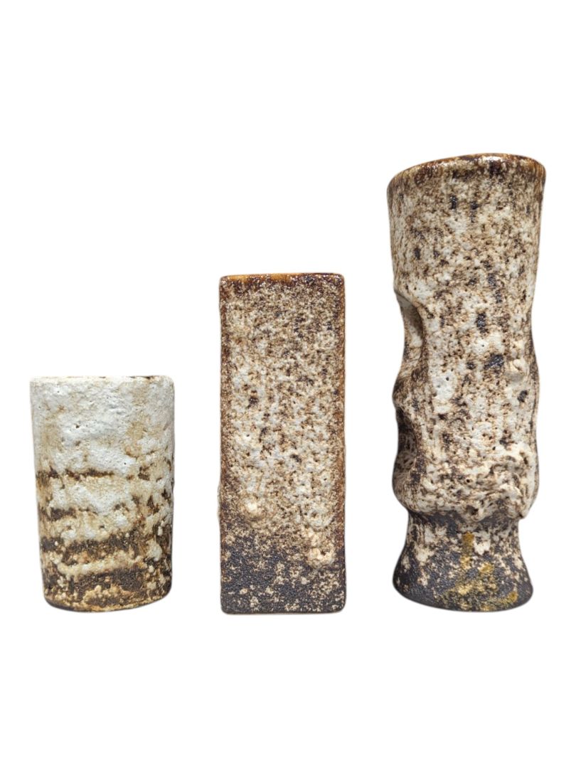 Vintage Dutch Brutalist Pottery Bud Vase Set (3 Pieces)