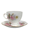 Queen Anne Bone China Tea Cup & Saucer Set - Pink & Yellow Roses