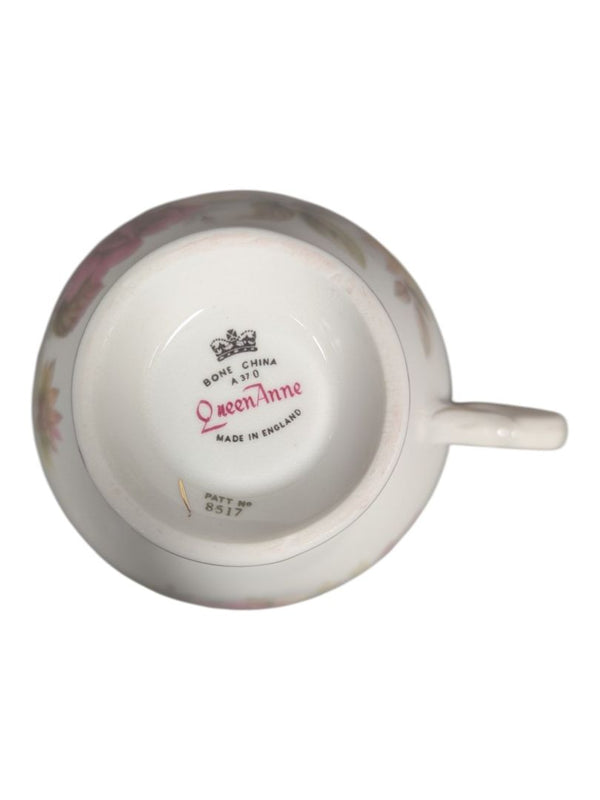 Queen Anne Bone China Tea Cup & Saucer Set - Pink & Yellow Roses