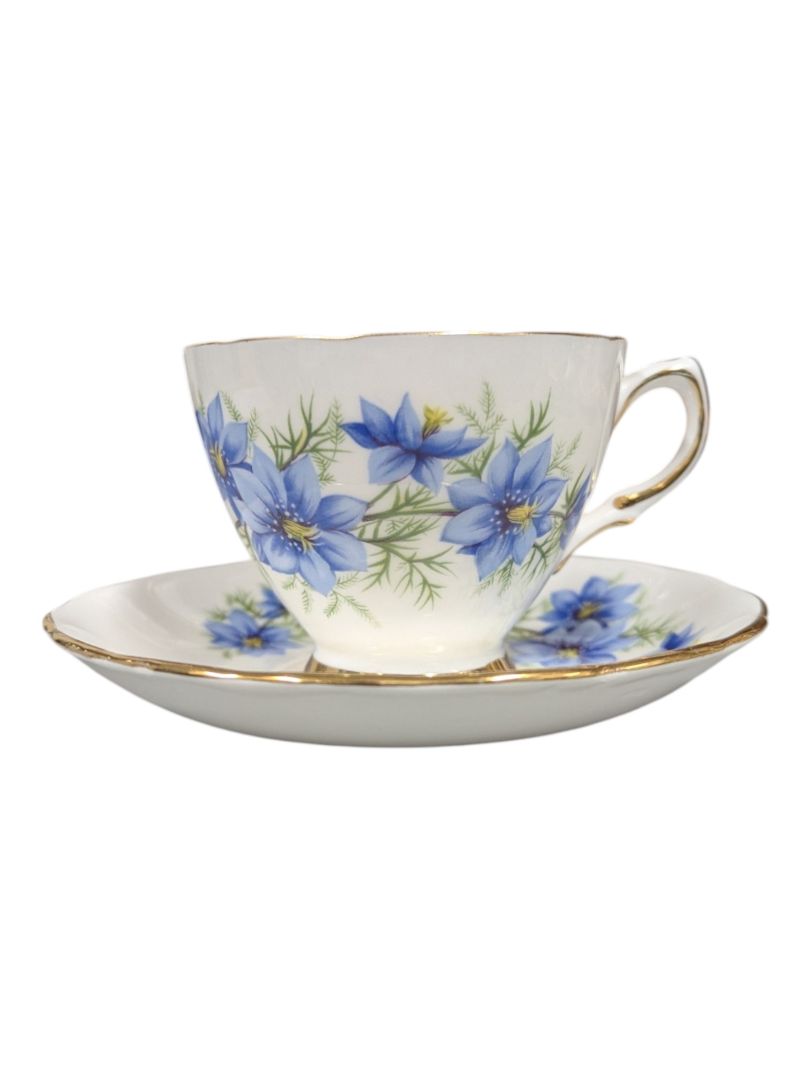 Colclough Bone China Tea Cup & Saucer Set - Blue Cornflower