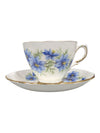 Colclough Bone China Tea Cup & Saucer Set - Blue Cornflower