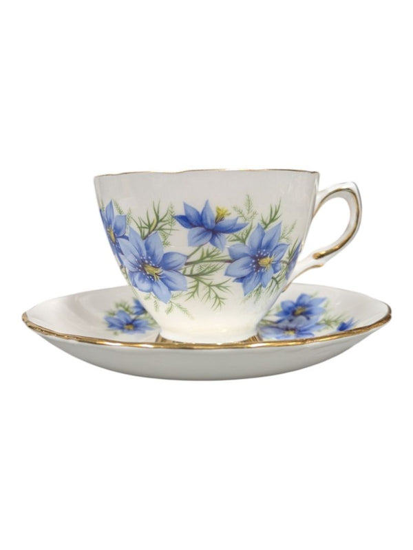 Colclough Bone China Tea Cup & Saucer Set - Blue Cornflower