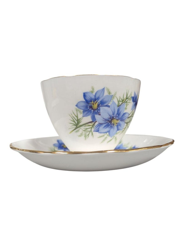 Colclough Bone China Tea Cup & Saucer Set - Blue Cornflower