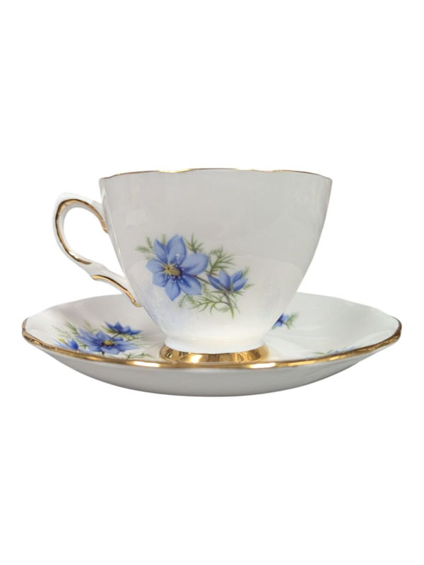 Colclough Bone China Tea Cup & Saucer Set - Blue Cornflower