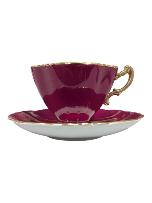 Hammersley Bone China Cranberry Teacup & Saucer