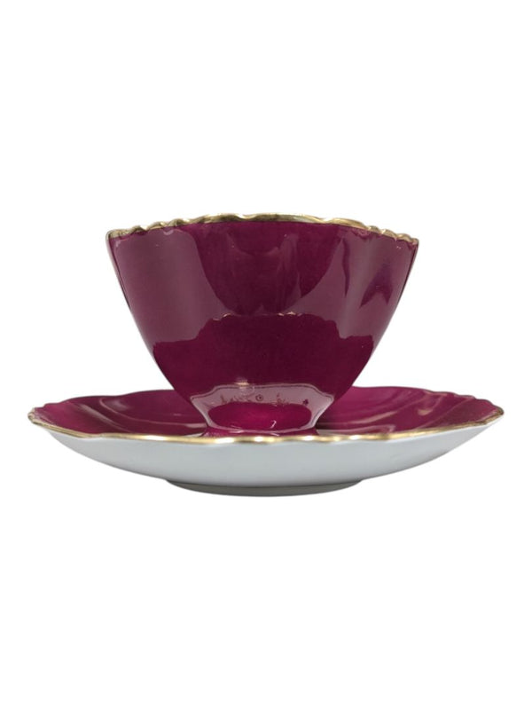 Hammersley Bone China Cranberry Teacup & Saucer