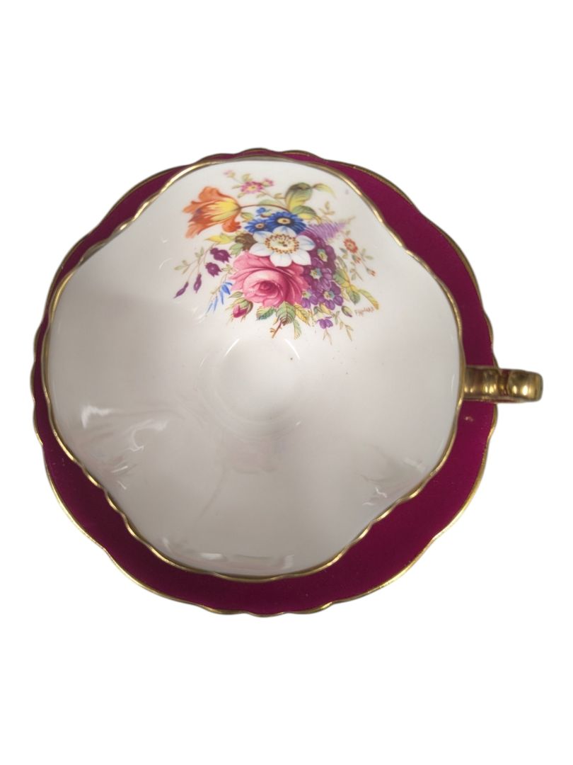 Hammersley Bone China Cranberry Teacup & Saucer