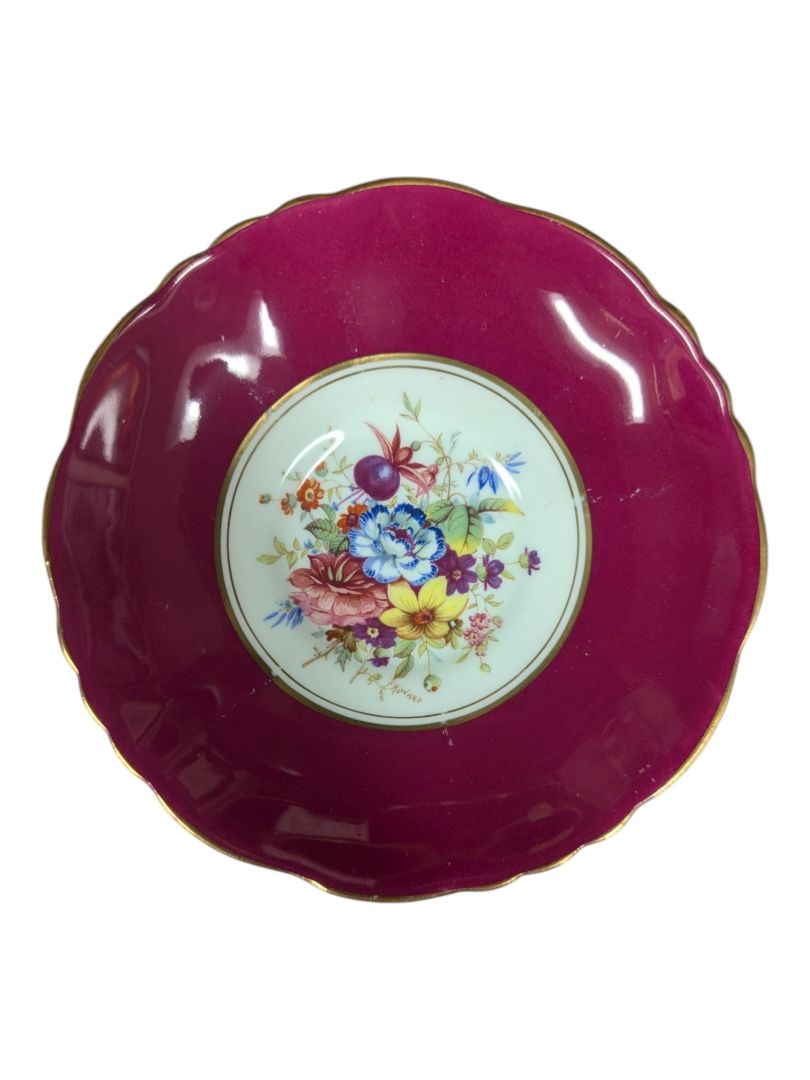 Hammersley Bone China Cranberry Teacup & Saucer