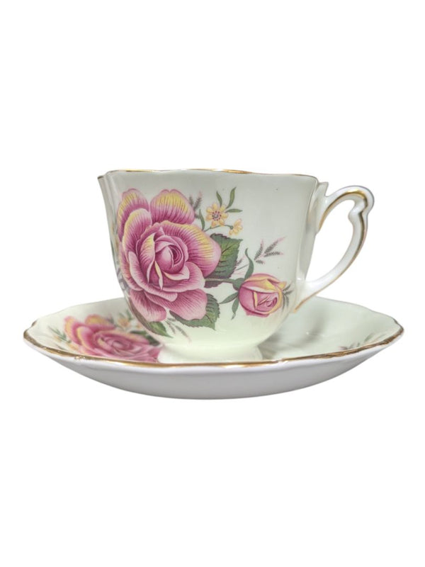 Colclough Bone China Teacup & Saucer Pink Rose