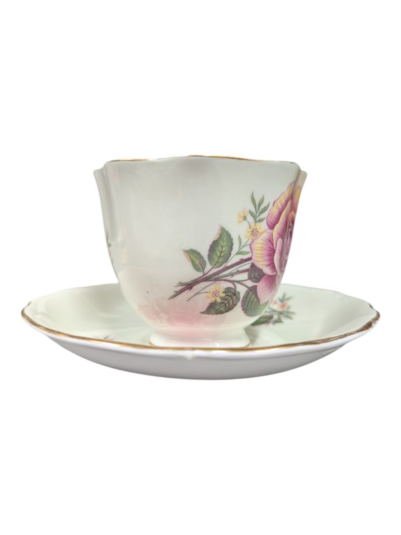 Colclough Bone China Teacup & Saucer Pink Rose