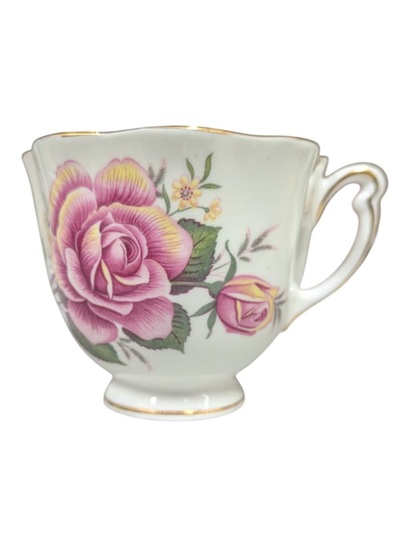 Colclough Bone China Teacup & Saucer Pink Rose
