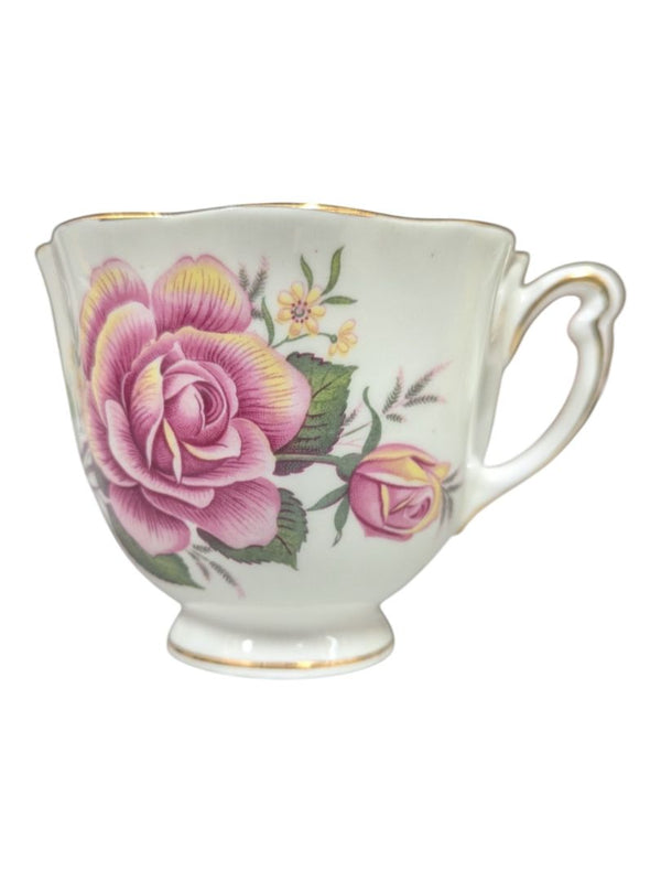 Colclough Bone China Teacup & Saucer Pink Rose