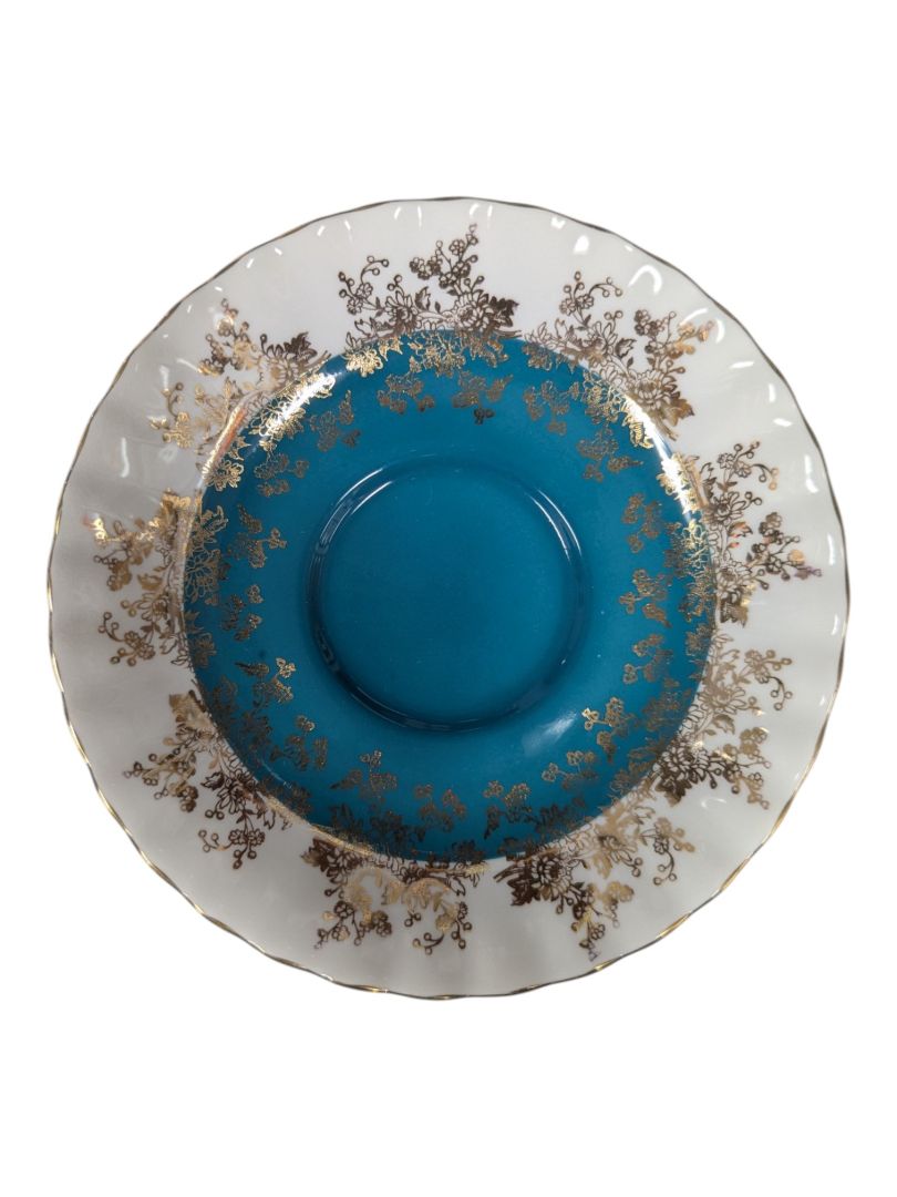 Royal Albert “Regal Series” Bone China Teacup & Saucer – Teal & Gold