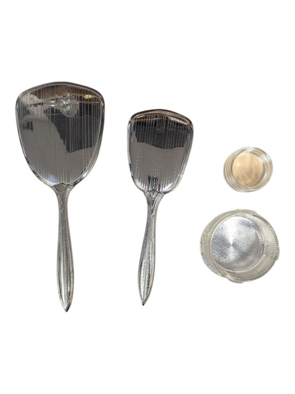Vintage Vanity Set with Mirror, Hair Brush & Powder Compact