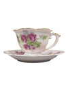 Hand-Painted Rose Porcelain Teacup & Saucer