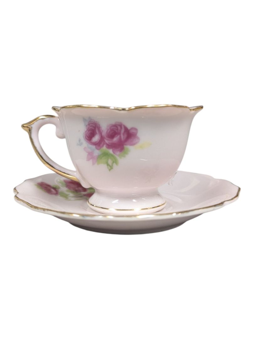 Hand-Painted Rose Porcelain Teacup & Saucer