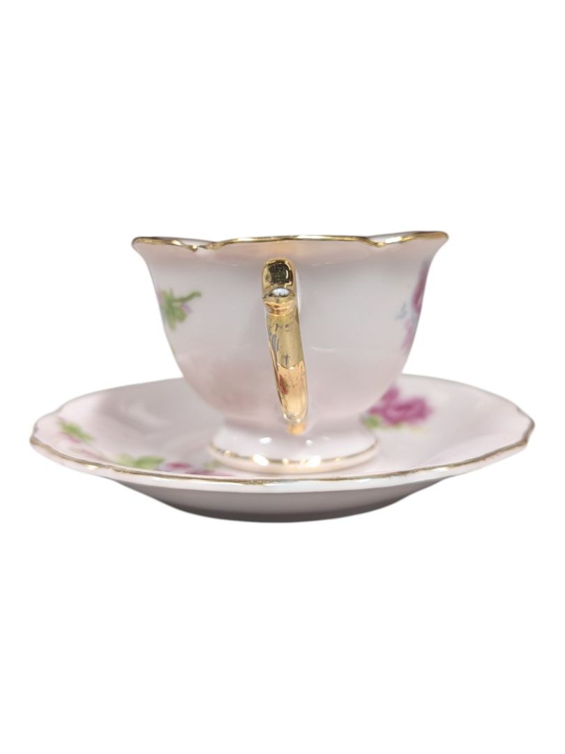 Hand-Painted Rose Porcelain Teacup & Saucer