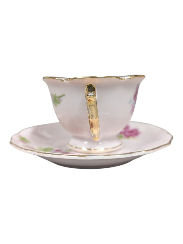 Hand-Painted Rose Porcelain Teacup & Saucer