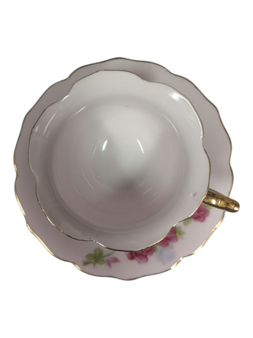 Hand-Painted Rose Porcelain Teacup & Saucer