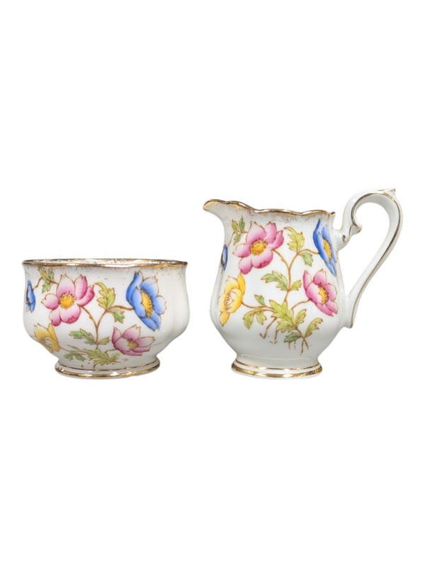 Royal Albert "Anemone" Pattern Creamer and Open Sugar Bowl Set