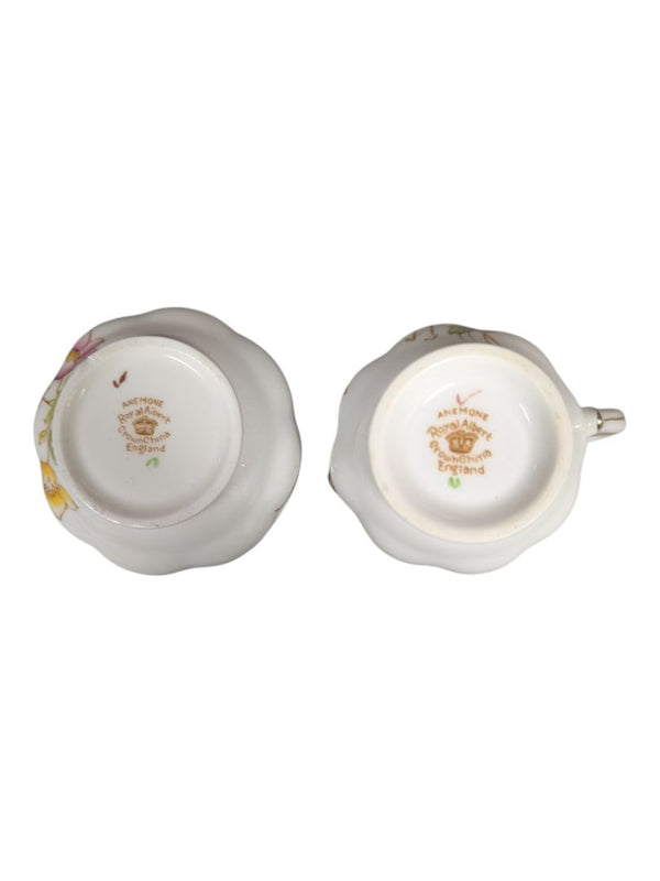 Royal Albert "Anemone" Pattern Creamer and Open Sugar Bowl Set