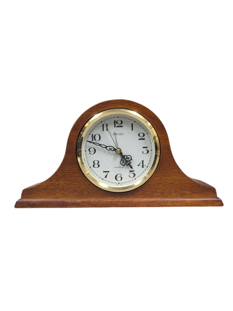 Vintage Seiko QP294B Napoleon Arched Wood Mantel Clock