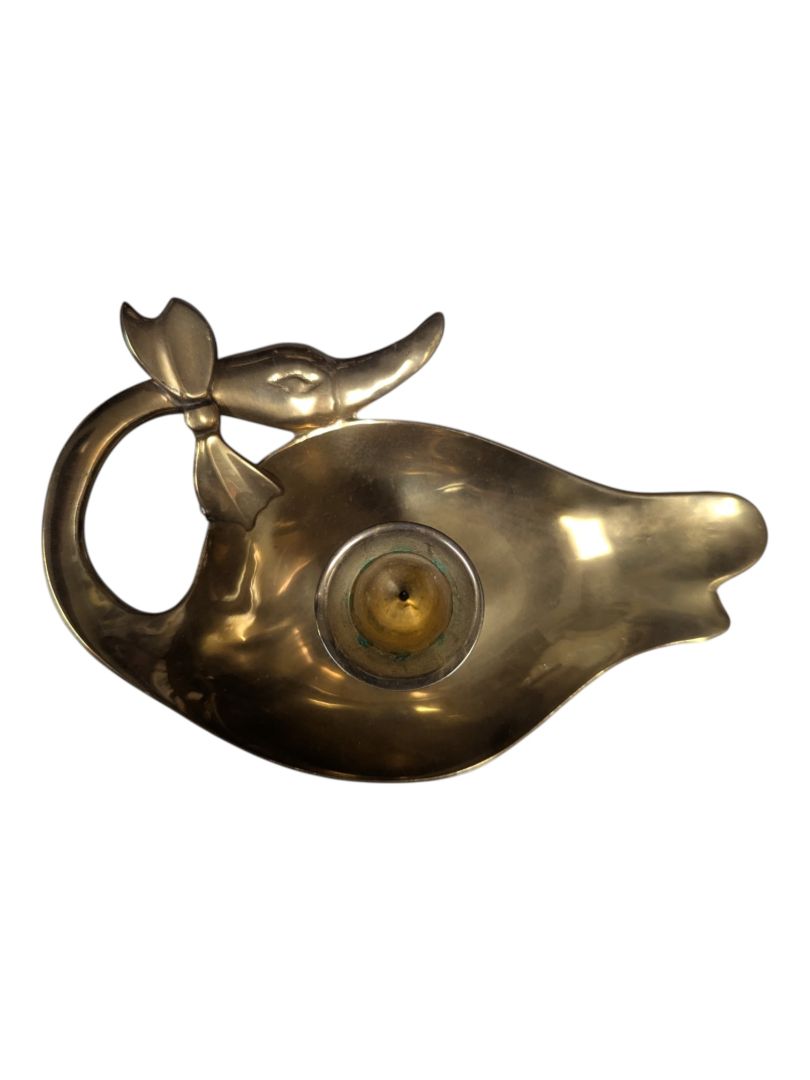 Brass Whale Candlestick Holder