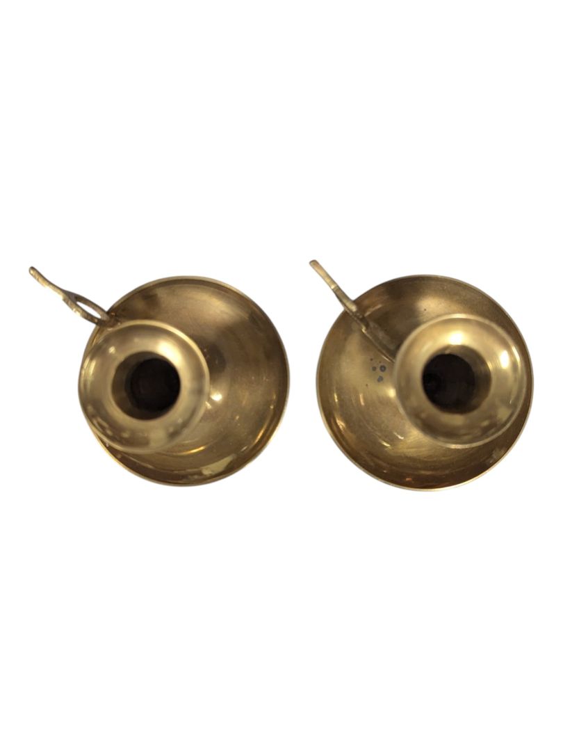Pair of Vintage Brass Chamberstick Candle Holders