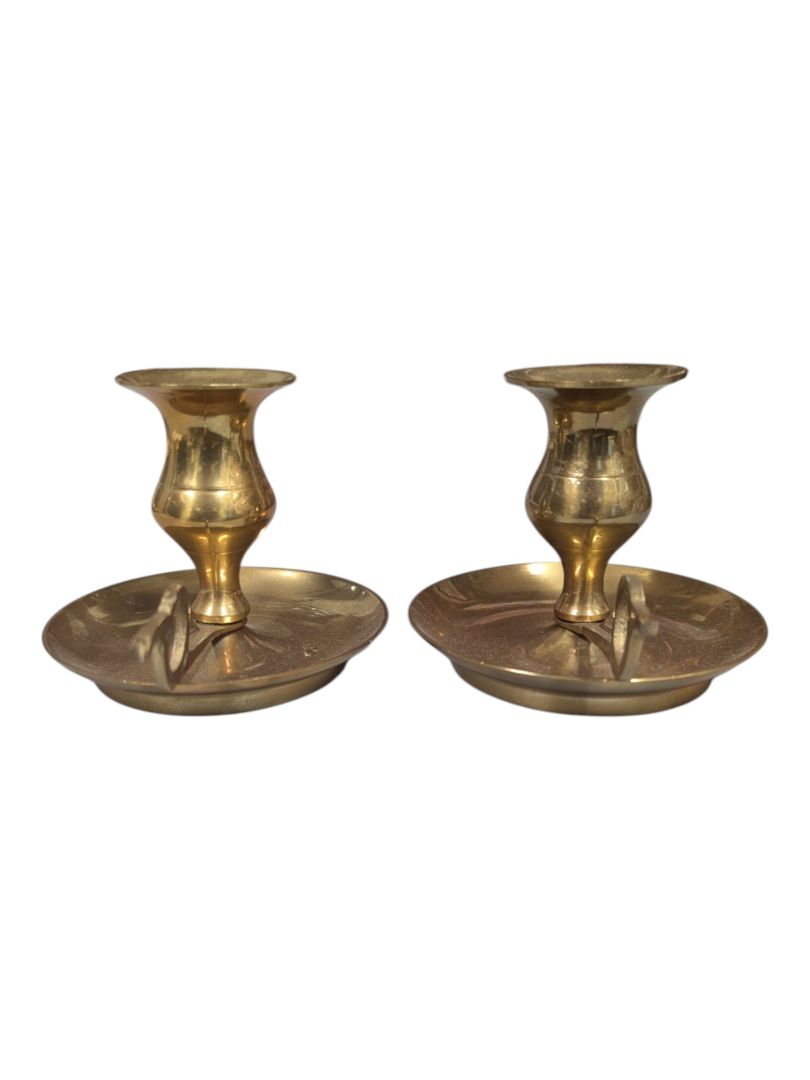 Pair of Vintage Brass Chamberstick Candle Holders
