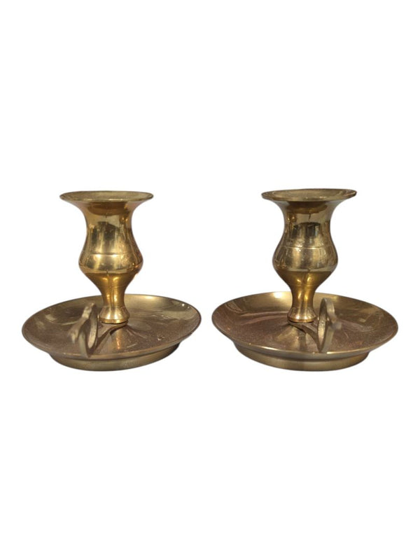 Pair of Vintage Brass Chamberstick Candle Holders