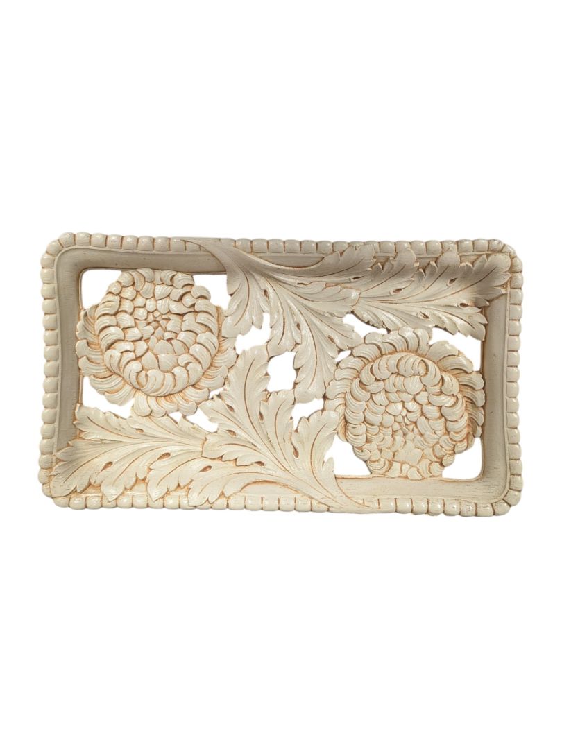 Decorative Carved Floral Serving Tray
