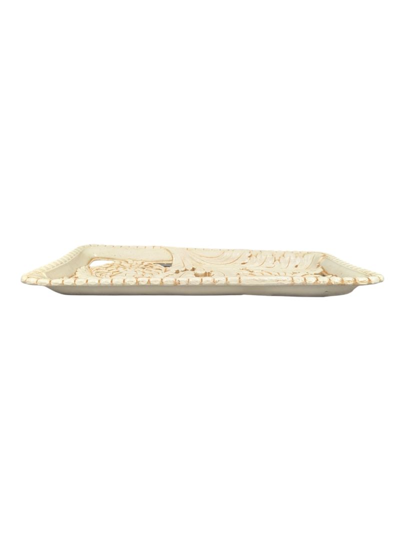 Decorative Carved Floral Serving Tray