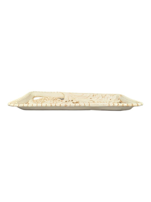 Decorative Carved Floral Serving Tray