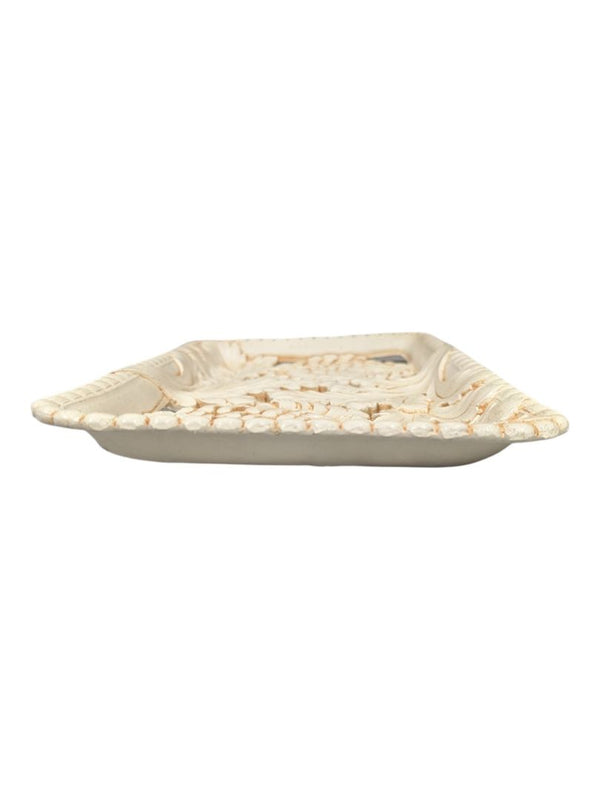 Decorative Carved Floral Serving Tray