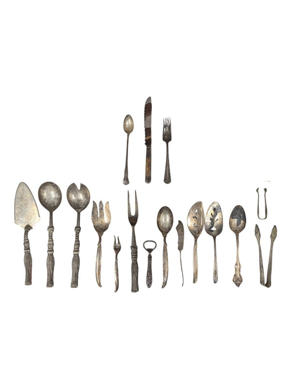 Vintage Mixed Silverplate & Stainless Serving Utensil Lot – 3.41 lbs