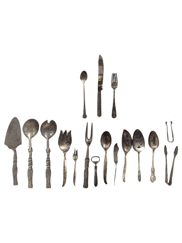 Vintage Mixed Silverplate & Stainless Serving Utensil Lot – 3.41 lbs