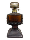 Amber Hobnail Glass Miniature Oil Lamp