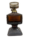 Amber Hobnail Glass Miniature Oil Lamp