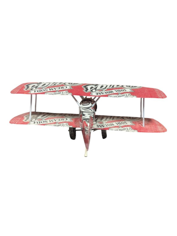 Handcrafted Recycled Soda Can Biplane Model - Den-Rick's Cream Soda