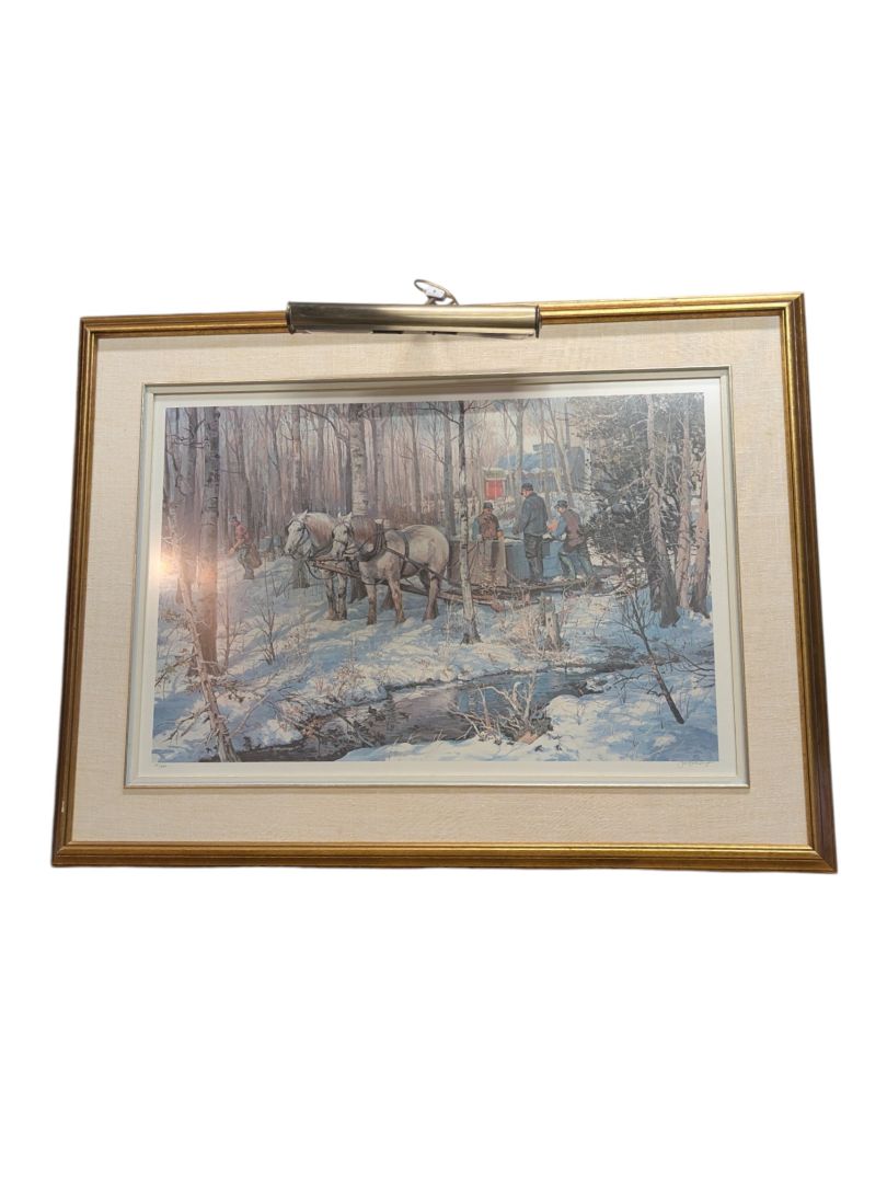 Framed Peter Etril Snyder Winter Scene Print with Picture Light