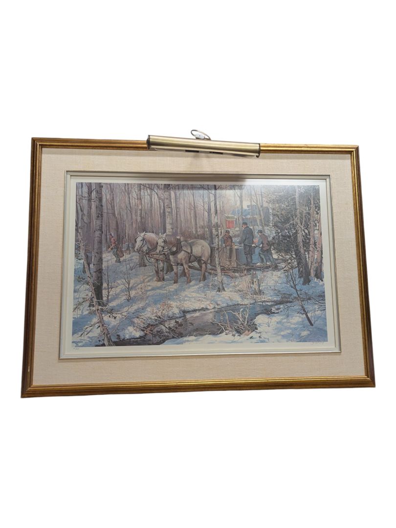 Framed Peter Etril Snyder Winter Scene Print with Picture Light