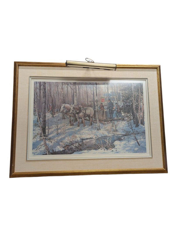 Framed Peter Etril Snyder Winter Scene Print with Picture Light