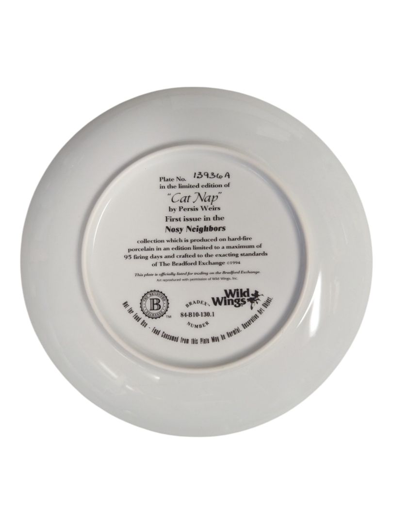 Bradford Exchange “Cat Nap” Collector Plate – Nosy Neighbors Series