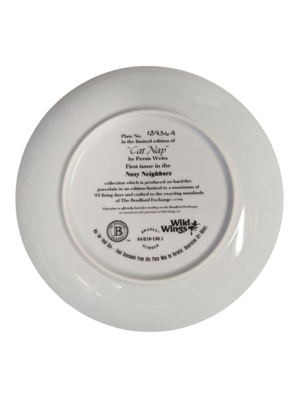 Bradford Exchange “Cat Nap” Collector Plate – Nosy Neighbors Series