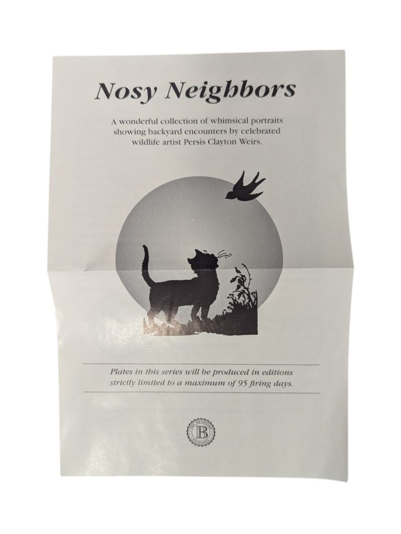 Bradford Exchange “Cat Nap” Collector Plate – Nosy Neighbors Series
