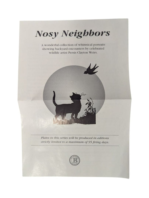 Bradford Exchange “Cat Nap” Collector Plate – Nosy Neighbors Series