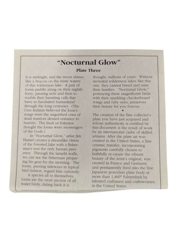 Bradford Exchange “Nocturnal Glow” Plate