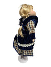 Porcelain Doll Blue Velvet Dress Stand
